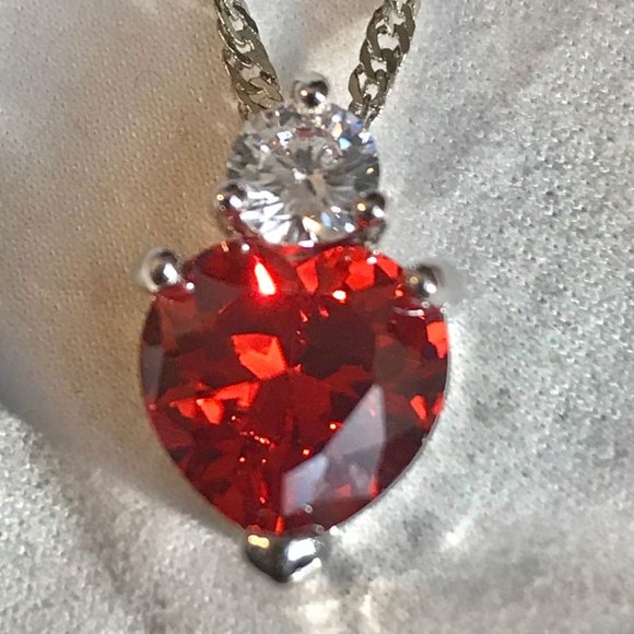 White Gold Plated Red Heart Cut AAAAA CZ - Picture 5 of 5